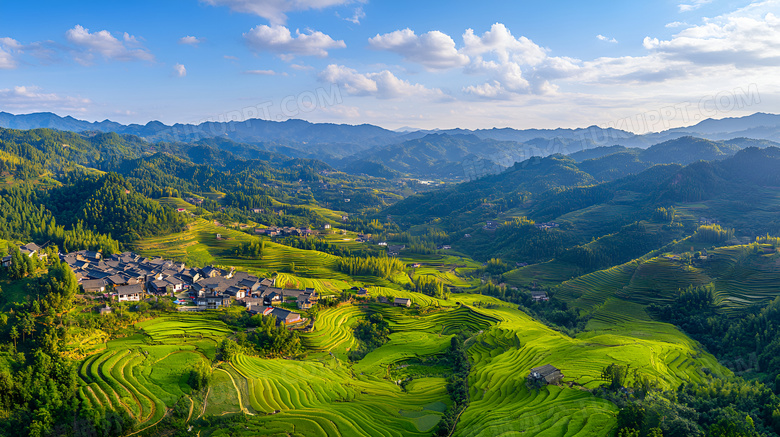 乡村梯田场景图片