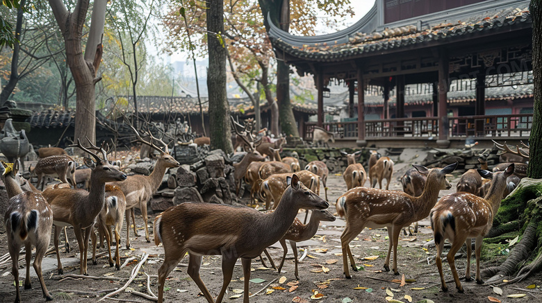 动物园梅花鹿图片