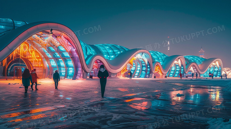 霓虹灯城市夜景图片