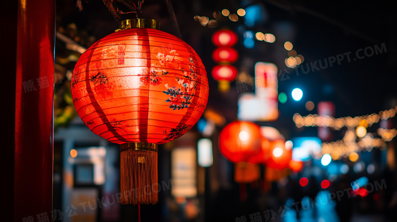 夜晚的几个新年灯笼图片