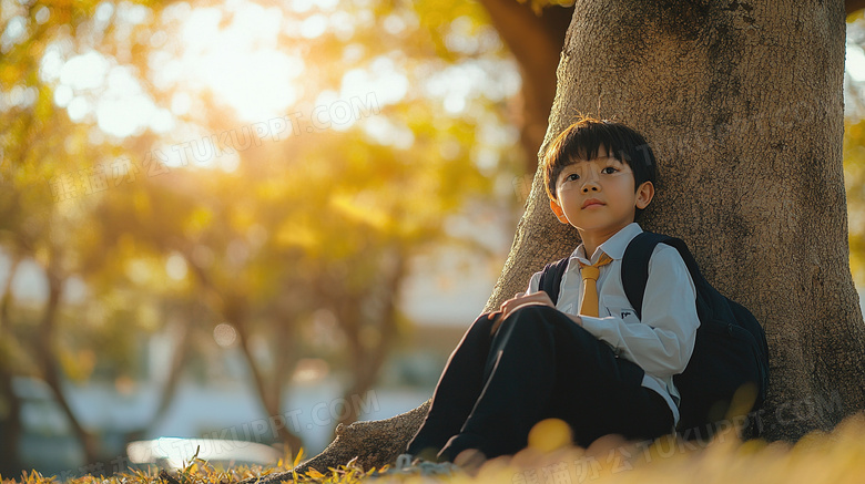 上学放学途中的小学生图片