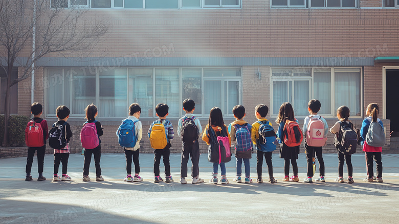 上学放学途中的小学生图片