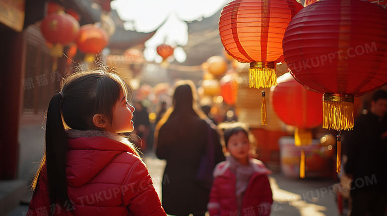 中国农历新年逛庙会图片