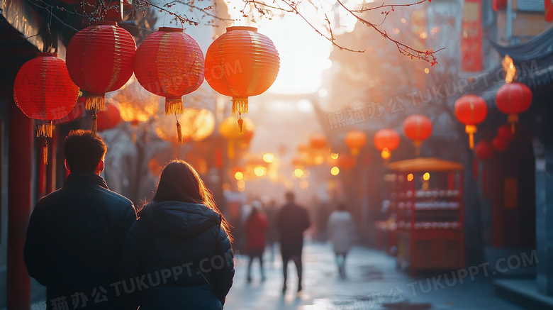 中国农历新年逛庙会图片