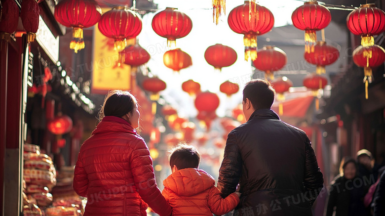 中国农历新年逛庙会图片