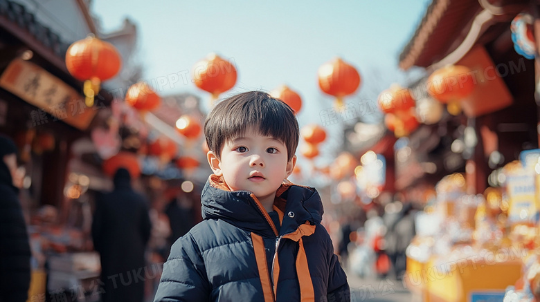 中国农历新年逛庙会图片