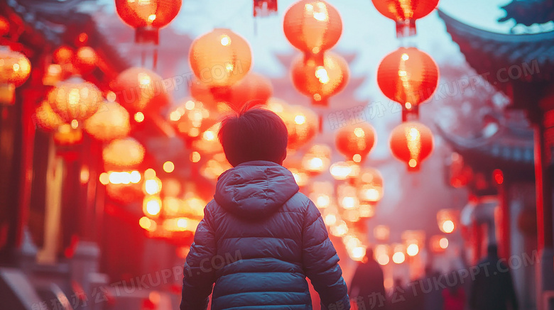 中国农历新年逛庙会图片