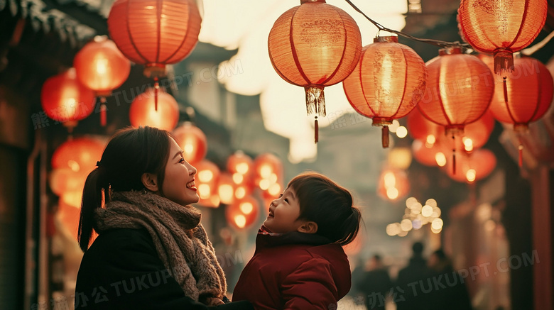 中国农历新年逛庙会图片