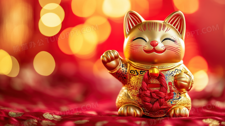 中式传统新年摆件招财猫图片