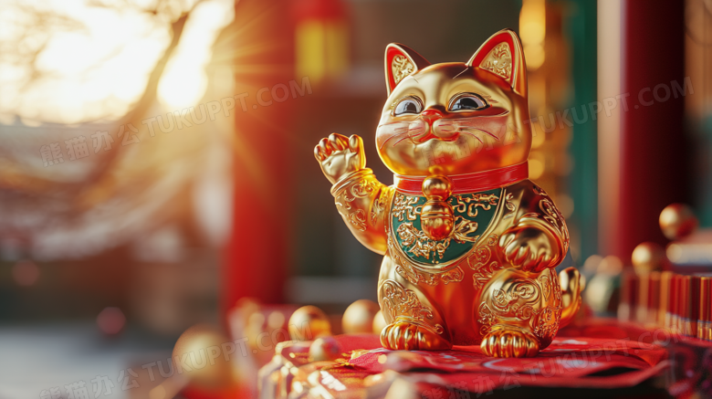 中式传统新年摆件招财猫图片