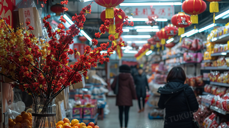 中国农历新年买年货图片