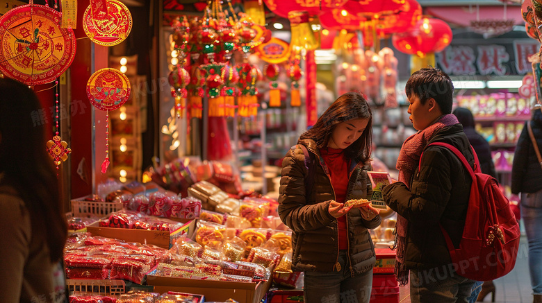 中国农历新年买年货图片