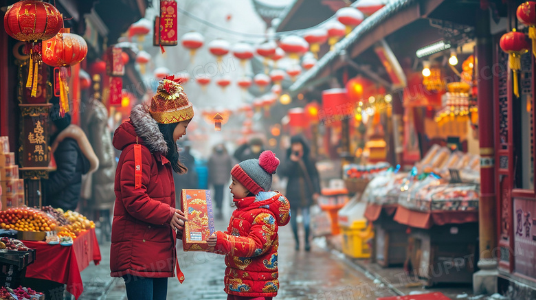 中国农历新年买年货图片