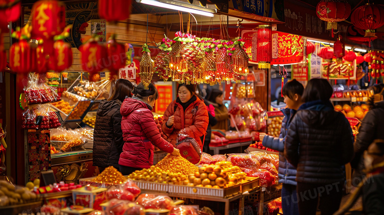 中国农历新年买年货图片