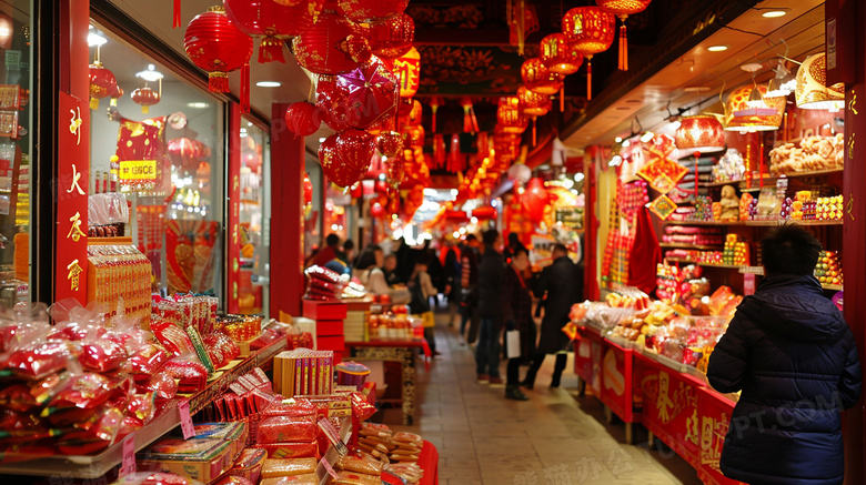 中国农历新年买年货图片