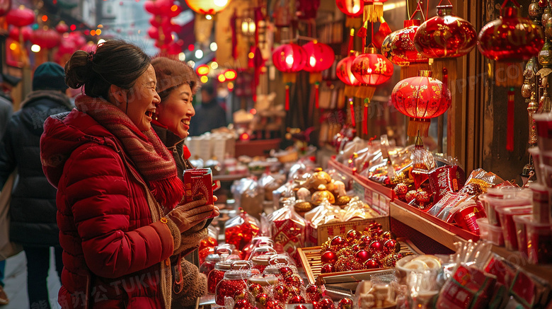 中国农历新年买年货图片