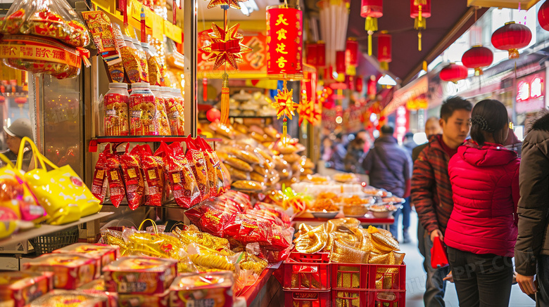 中国农历新年买年货图片