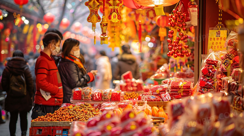 中国农历新年买年货图片