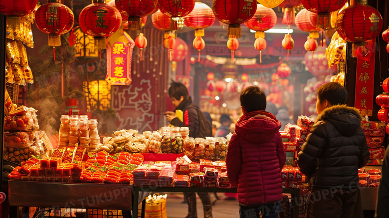 中国农历新年买年货图片