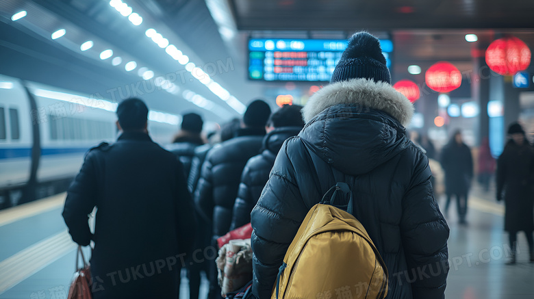 坐高铁返乡的人员在排队上车图片