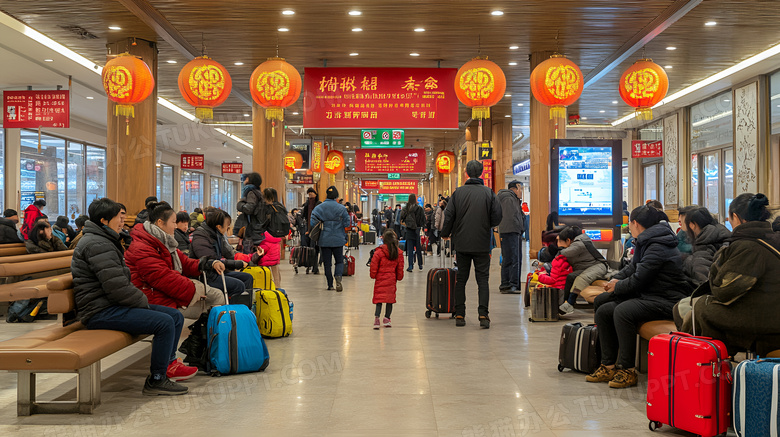 春节候车大厅春运图片