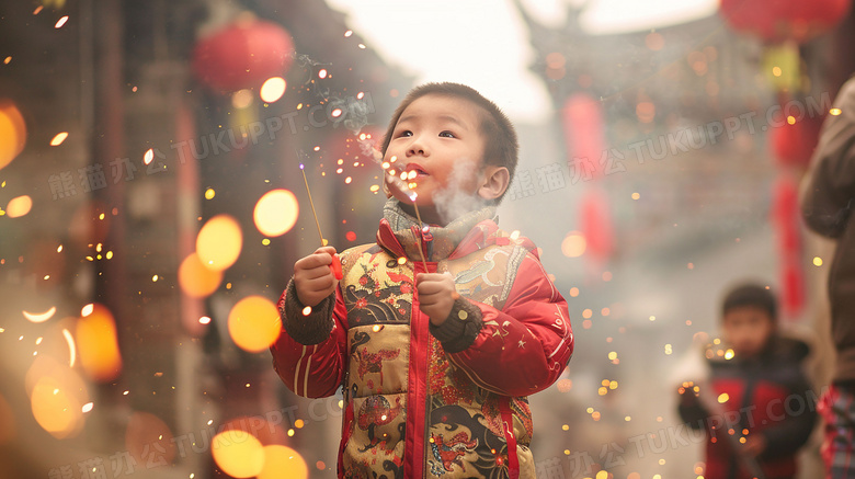 中国农历新年放烟花图片