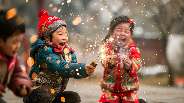 中国农历新年放烟花图片