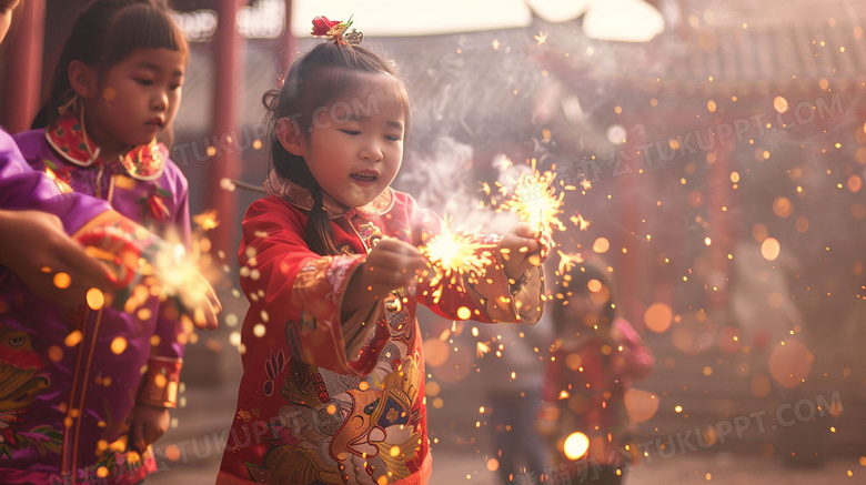 中国农历新年放烟花图片