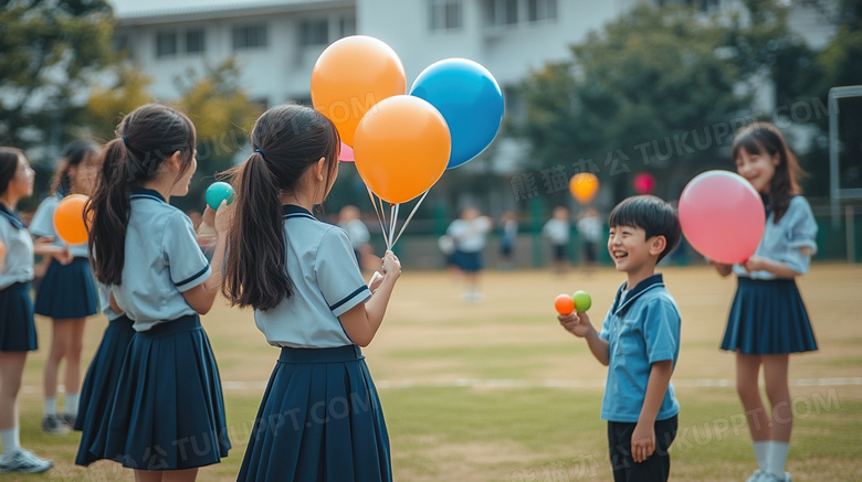 学校气球庆祝氛围图片