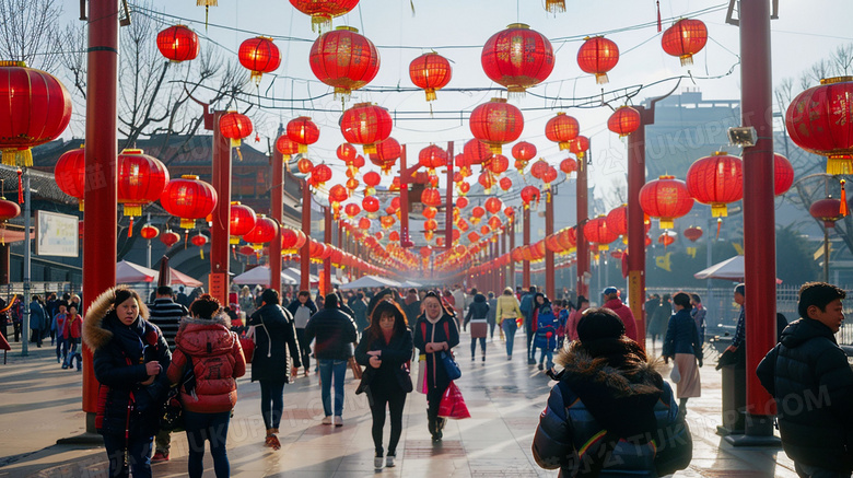 中国春节逛街买年货图片