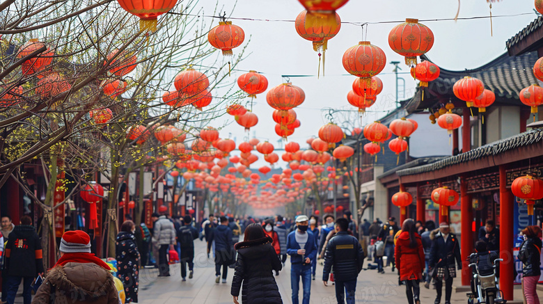 中国春节逛街买年货图片