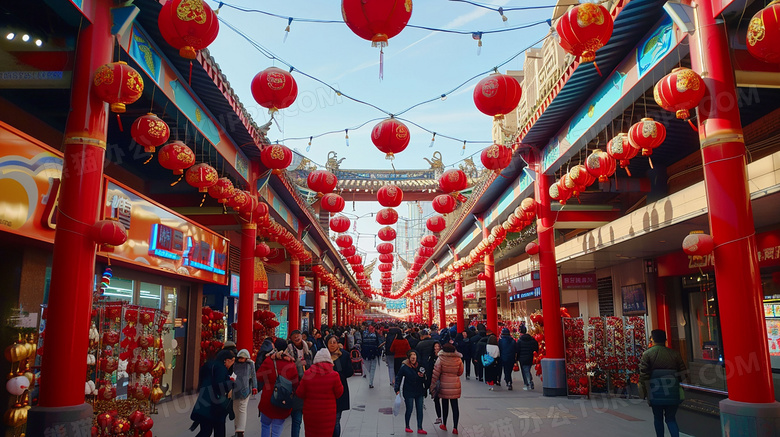 中国春节逛街买年货图片