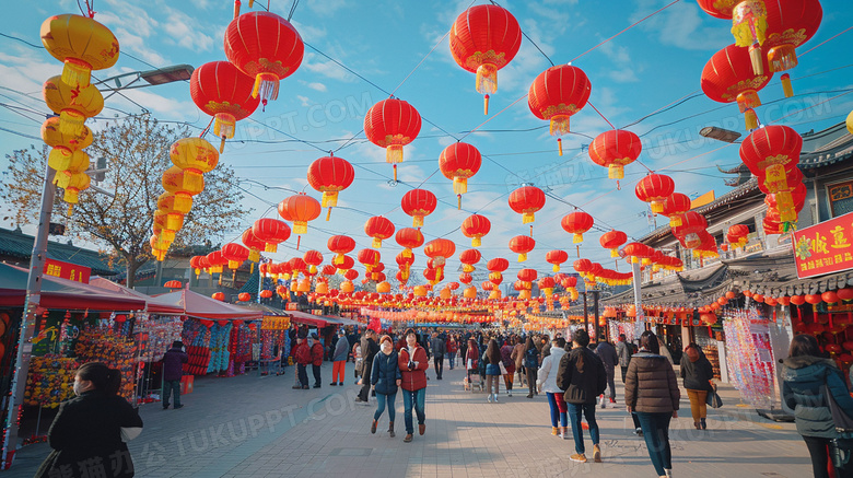 中国春节赶集买年货图片