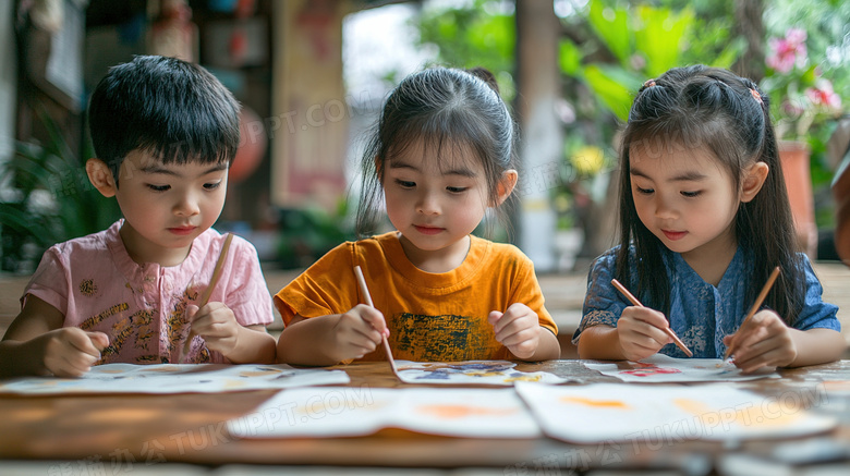 绘画兴趣班的孩子图片