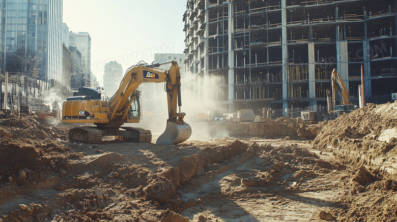 推土车工作施工中建筑工地施工图片