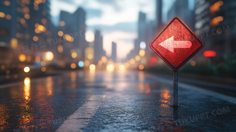 雨后道路指示牌指路路标图片