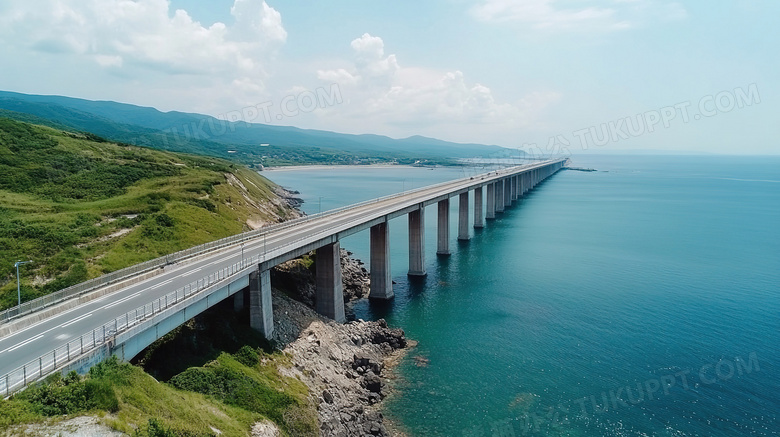 绿水青山宏伟的跨海大桥图片