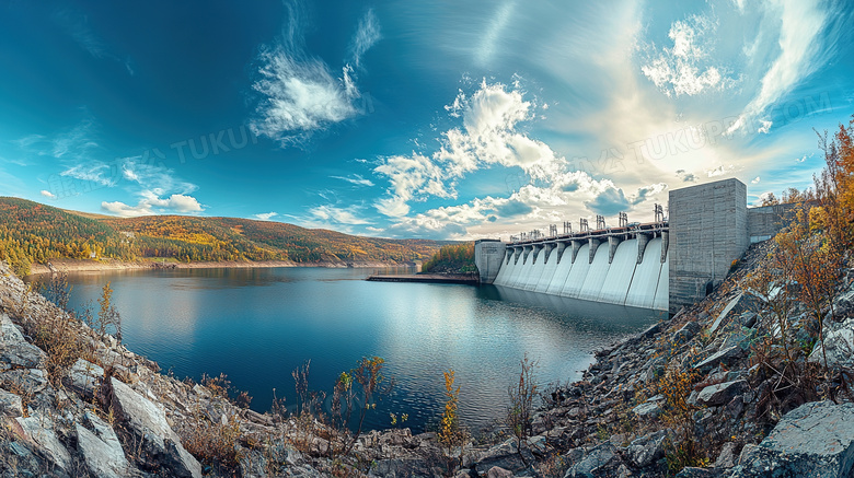 水利工程水库水电站大坝图片