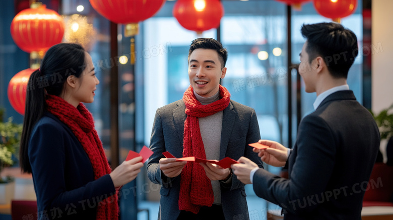 春节新年公司企业白领拜年图片