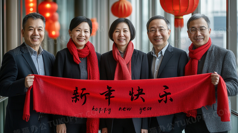 春节新年公司企业白领拜年图片