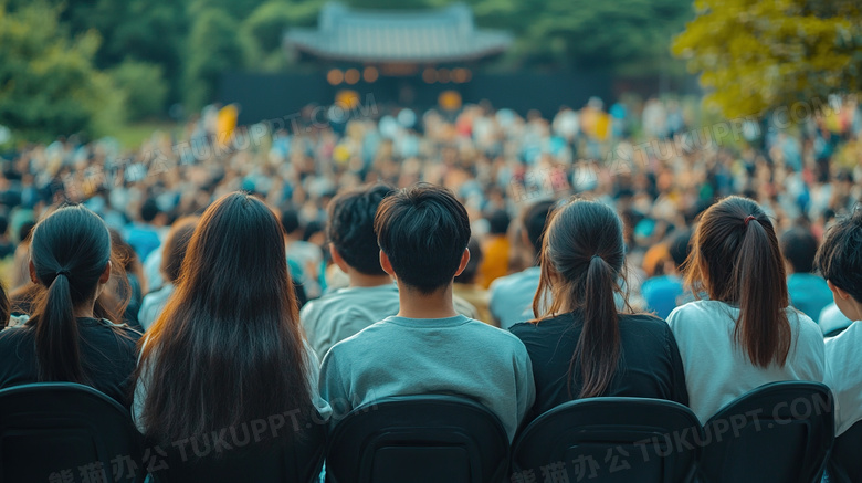 看台观众人物背影图片