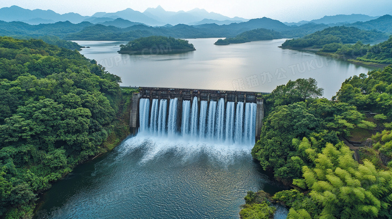 防水水利大坝风景图片