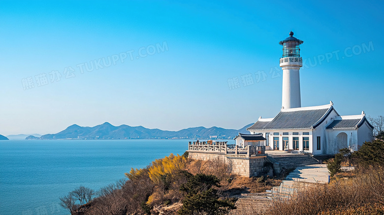 大海海边灯塔风景图片