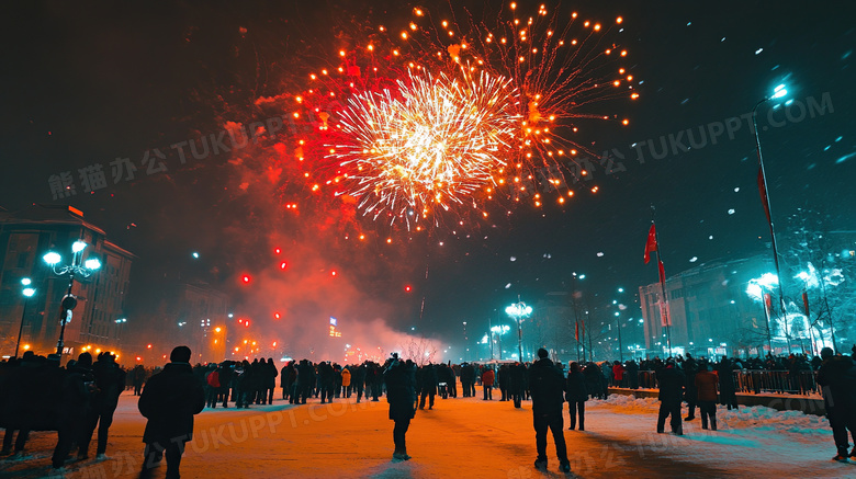 喜庆夜景烟花节日图片