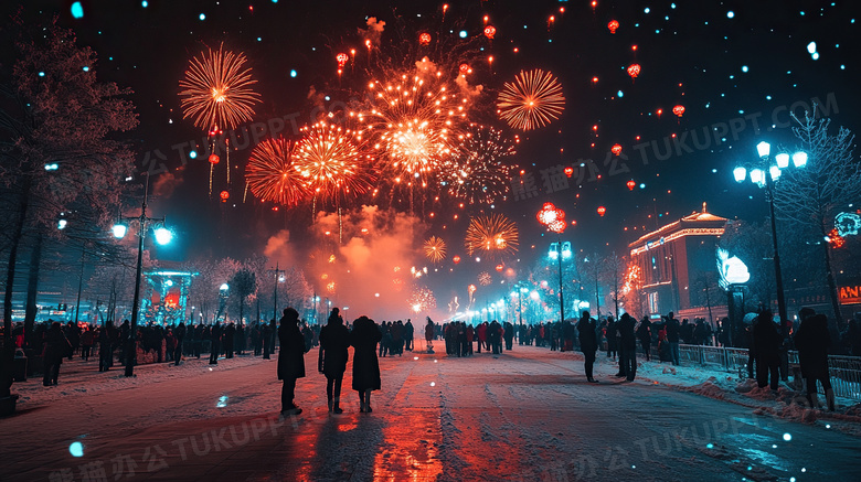 喜庆夜景烟花节日图片