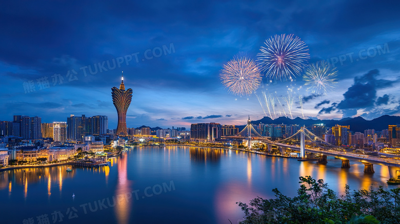 城市夜景烟花节日图片