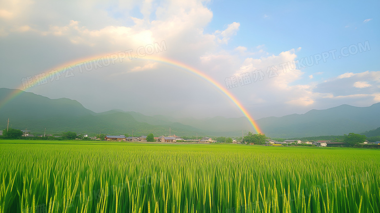 田野的彩虹场景图片