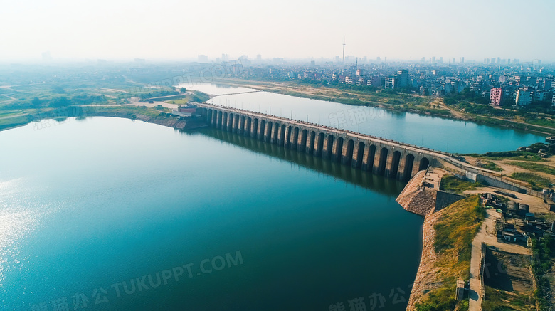 水利大坝建筑鸟瞰图全景图片