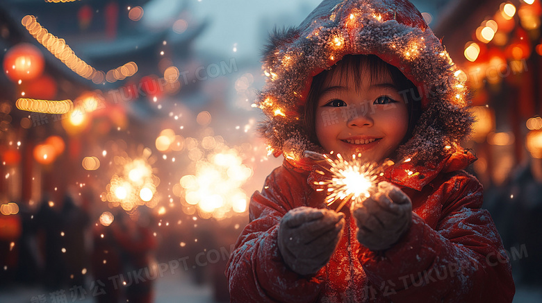 烟花下的人物图片