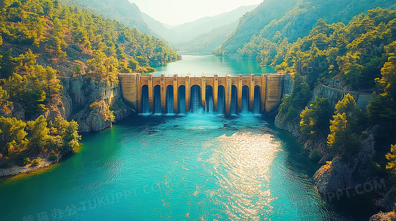 青山绿水户外水利大坝建筑图片